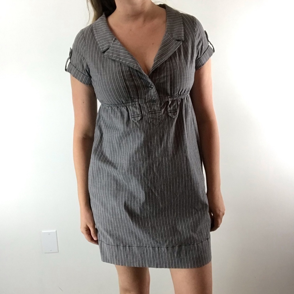 VINTAGE Y2K Striped Babydoll Dress Max & Cleo Size Small Pockets